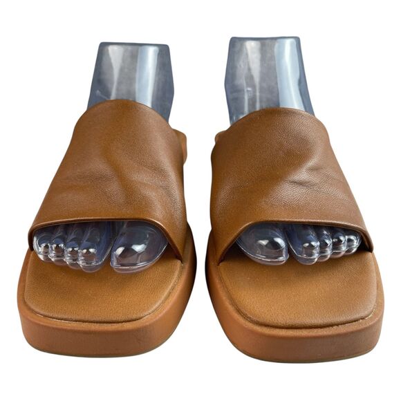 Steve Madden Women’s Holmes Slide Sandals 9M Brown Leather Slip-On Flats - Picture 2 of 9